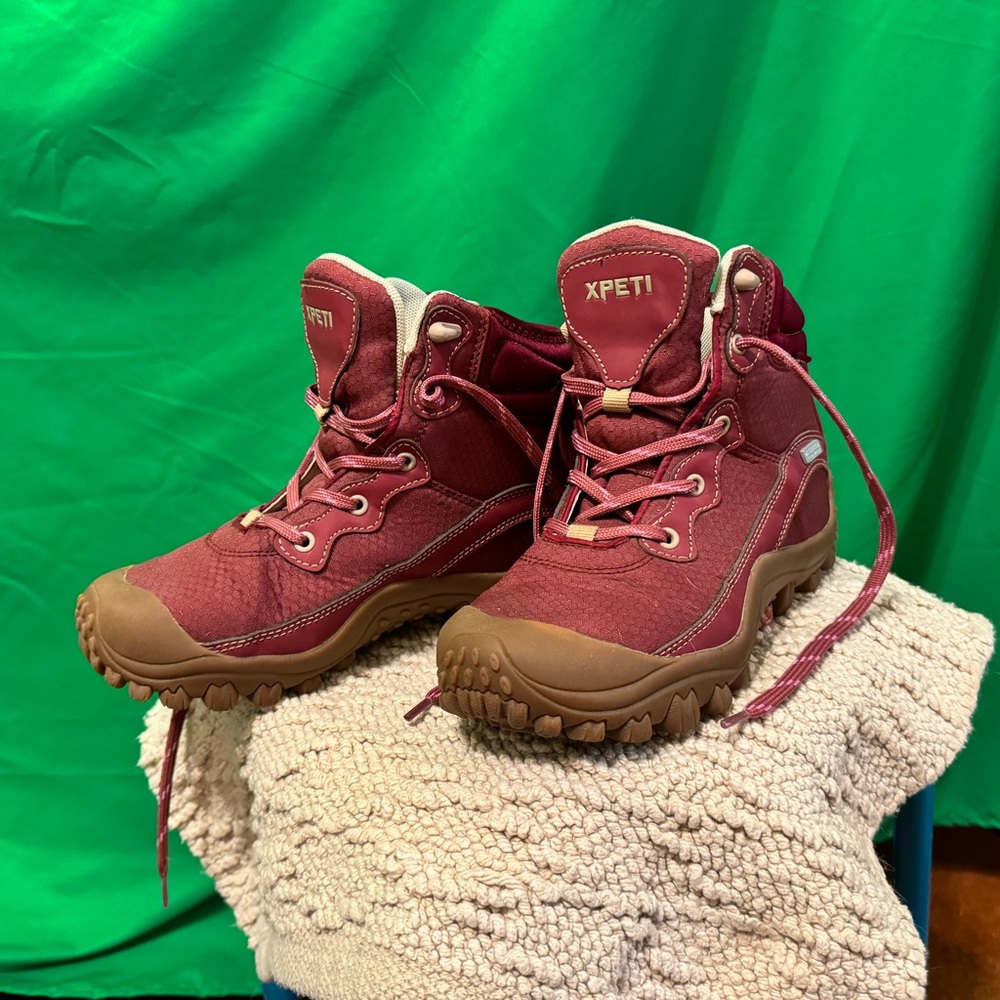High top hiking boots, dark pink - Picture 2 of 5